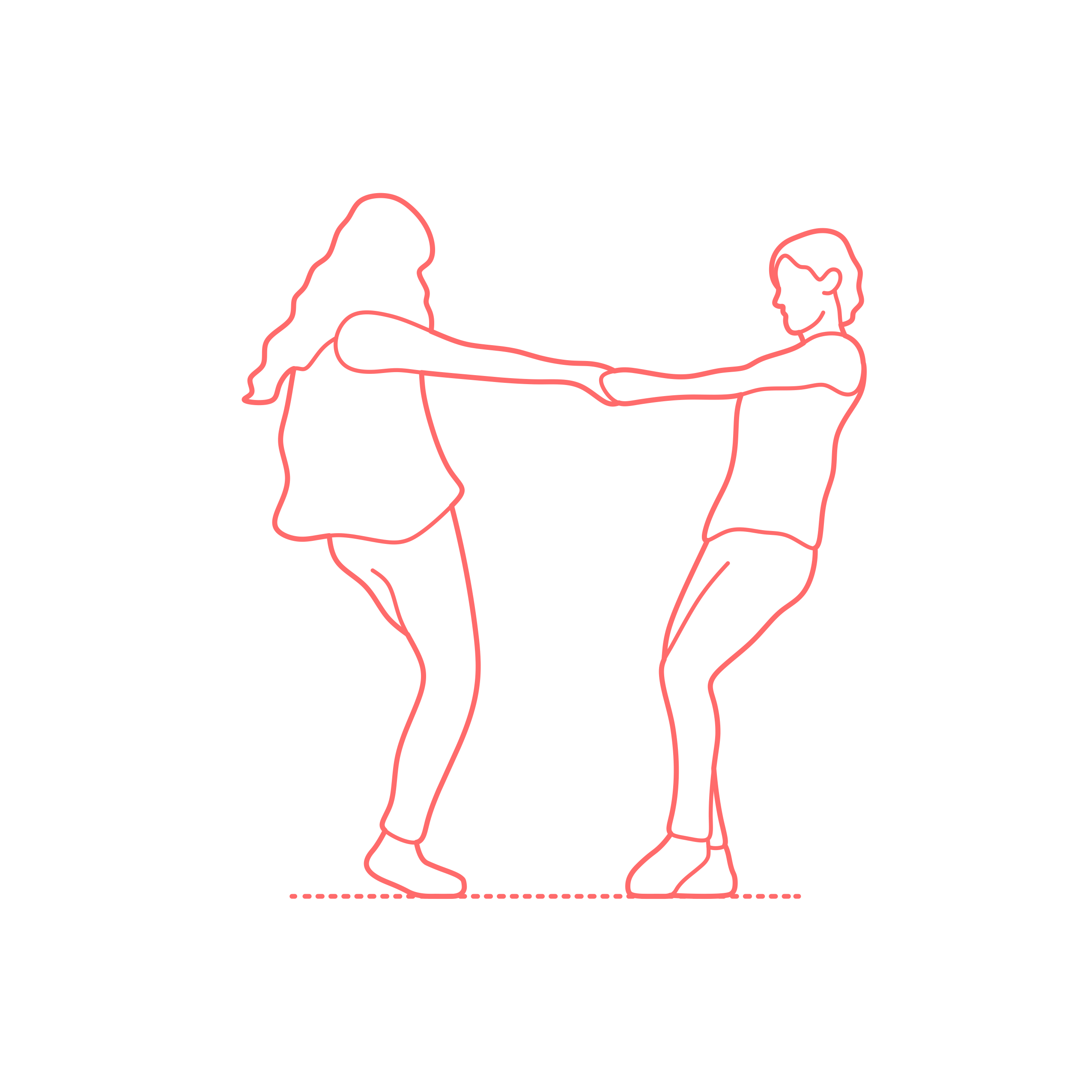 Humans Poses Holding Hands Young Adults Women Side Outline Icon Svg Set Free Vectors